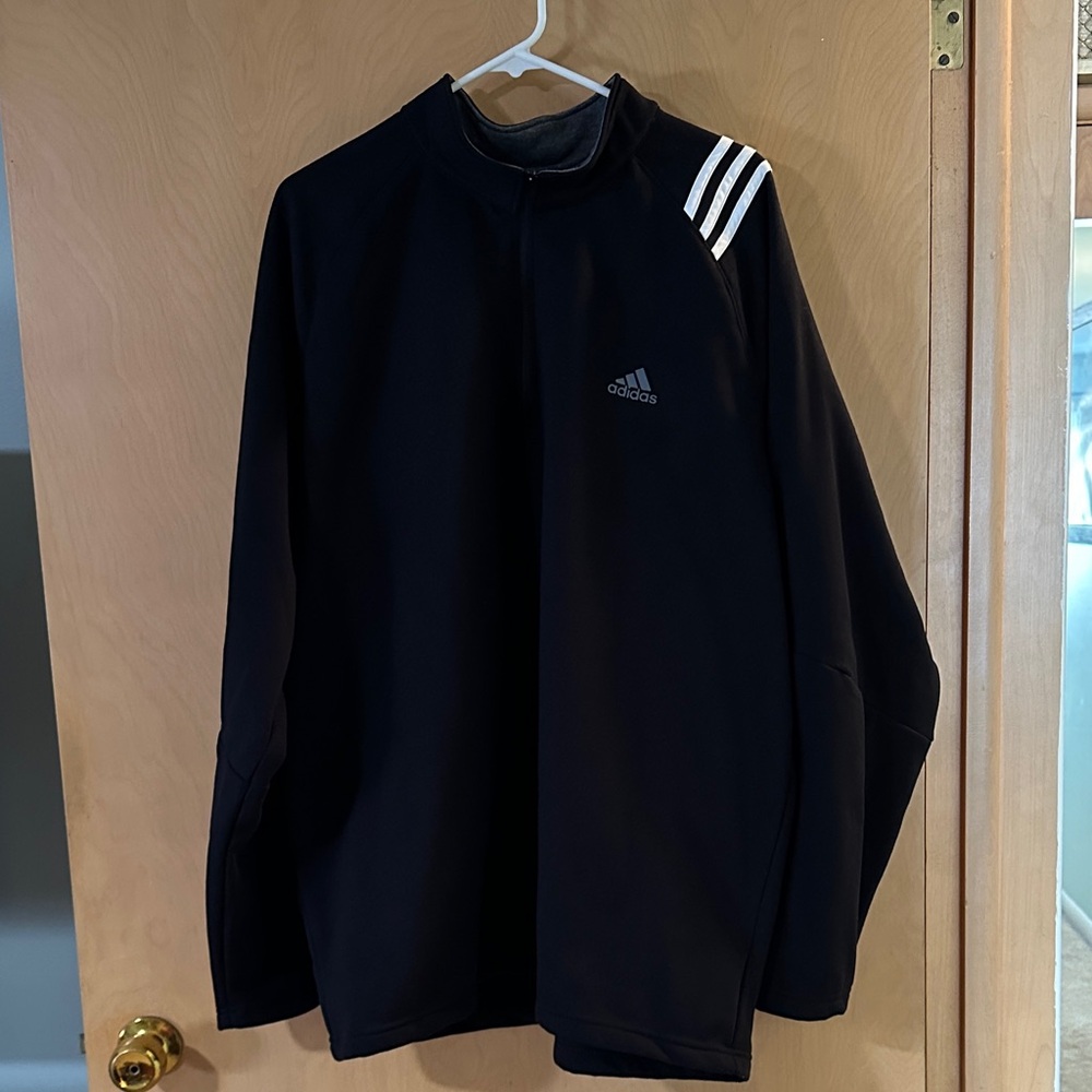 Adidas Golf Men's Black Sweatshirt with White Stripes